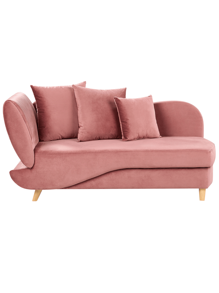Chaiselongue MERI in Rosa/Braun - (W) 155 x (H) 76 x (L) 69 cm linksseitig