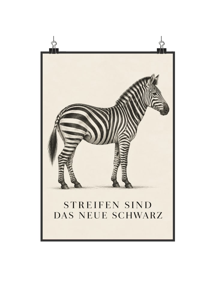 Print Zebra minimalistisch Design mit Spruch in Weiß