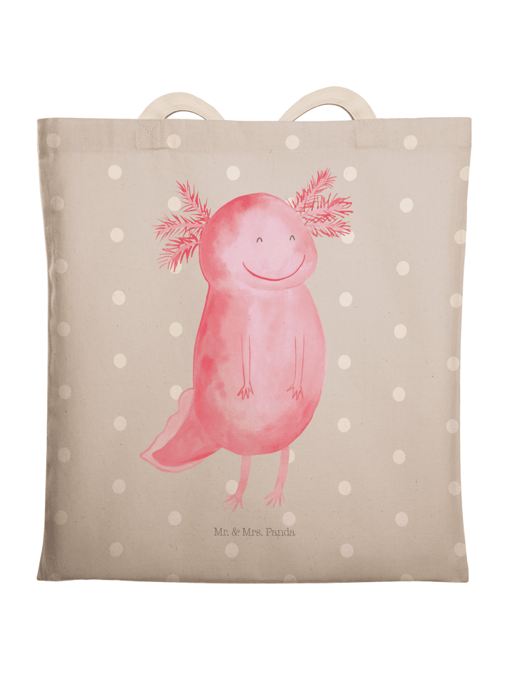 Shopping Bag Axolotl Glücklich ohne Spruch in Grau Pastell