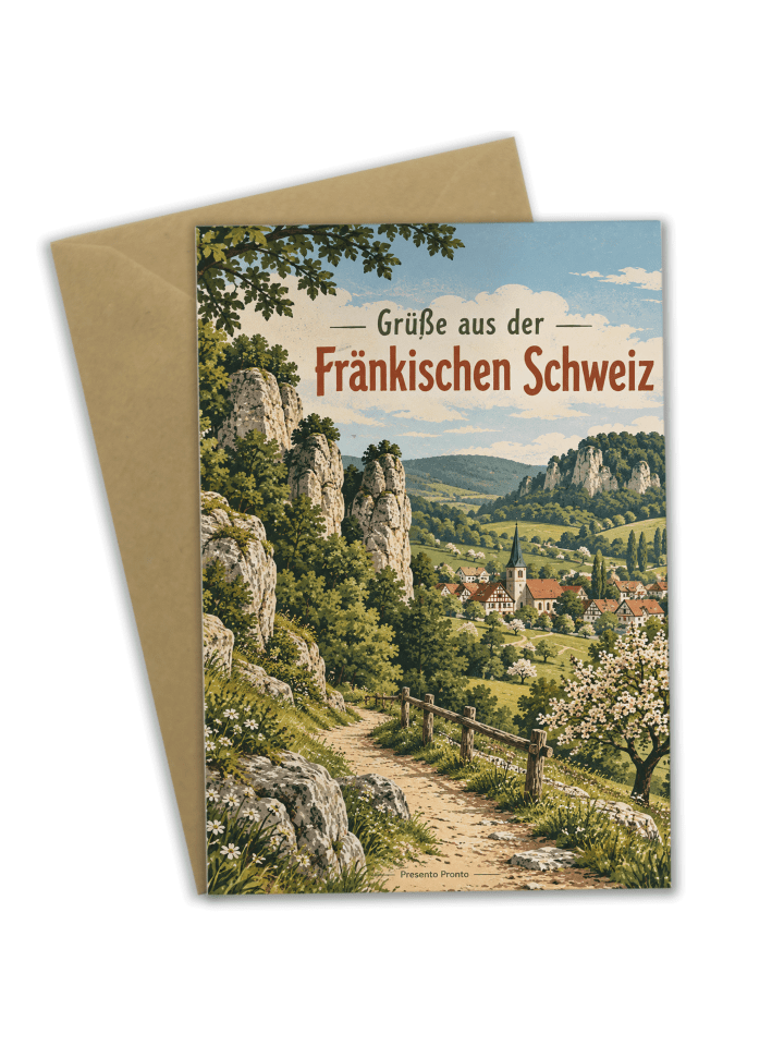 Glückwunschkarte Landschaft regional Design mit... in Weiß