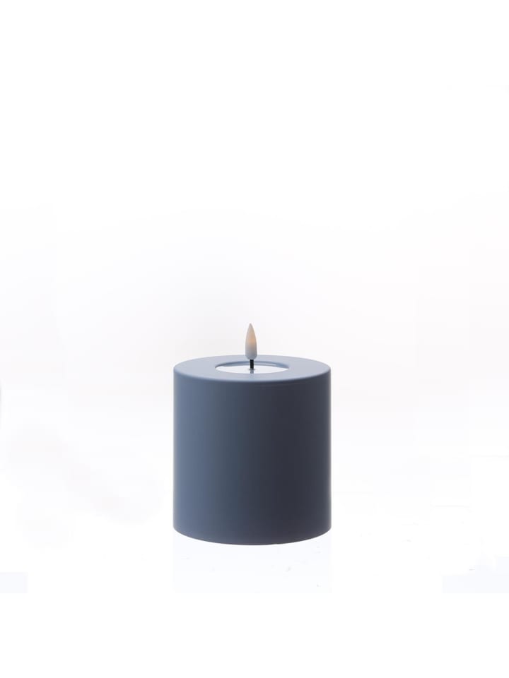 LED Kerze Mia Kunststoff für Innen/Außen flackernd H: 10cm D: 10cm in blau