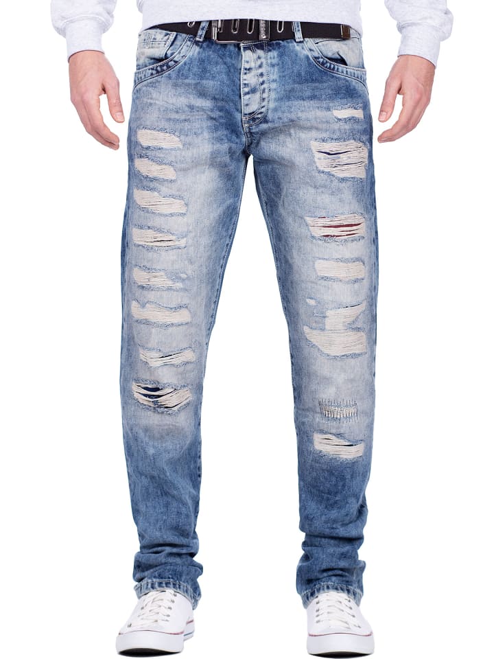 Herren Regular Fit Jeans Stonewashed in Blue