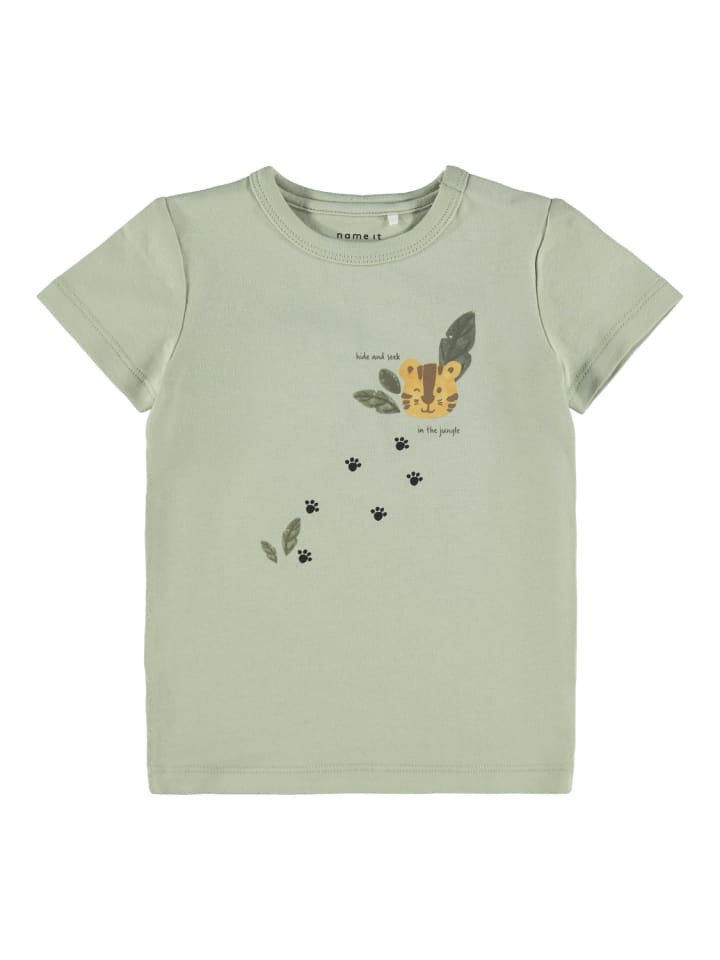 T-Shirt mit Tiger Motiv in Grau