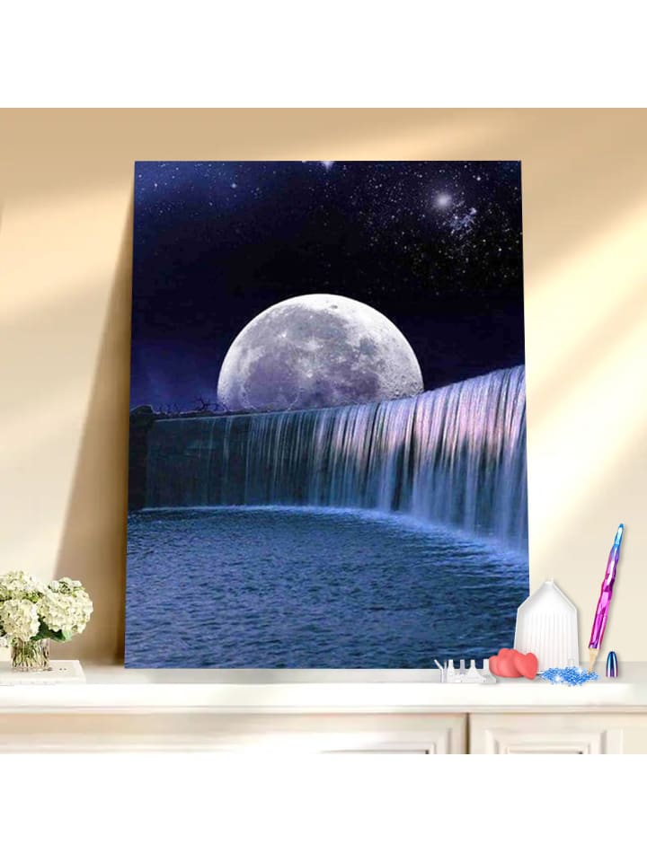 Diamond Painting-"Wasserfall im Mondschein"