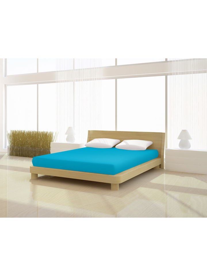 Spannbetttuch Fein Jersey de luxe 120 - 130 x 200 cm in petrol