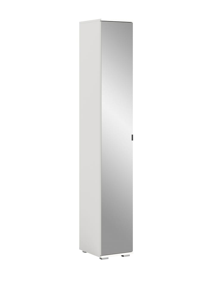 Spiegelschrank (B/H/T: 30x191x37 cm) in weiß und Spiegelfront