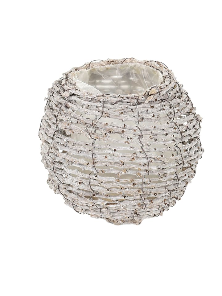 2 x  Blumentopf in Weiß/ Natur - (H)17 x Ø20 cm