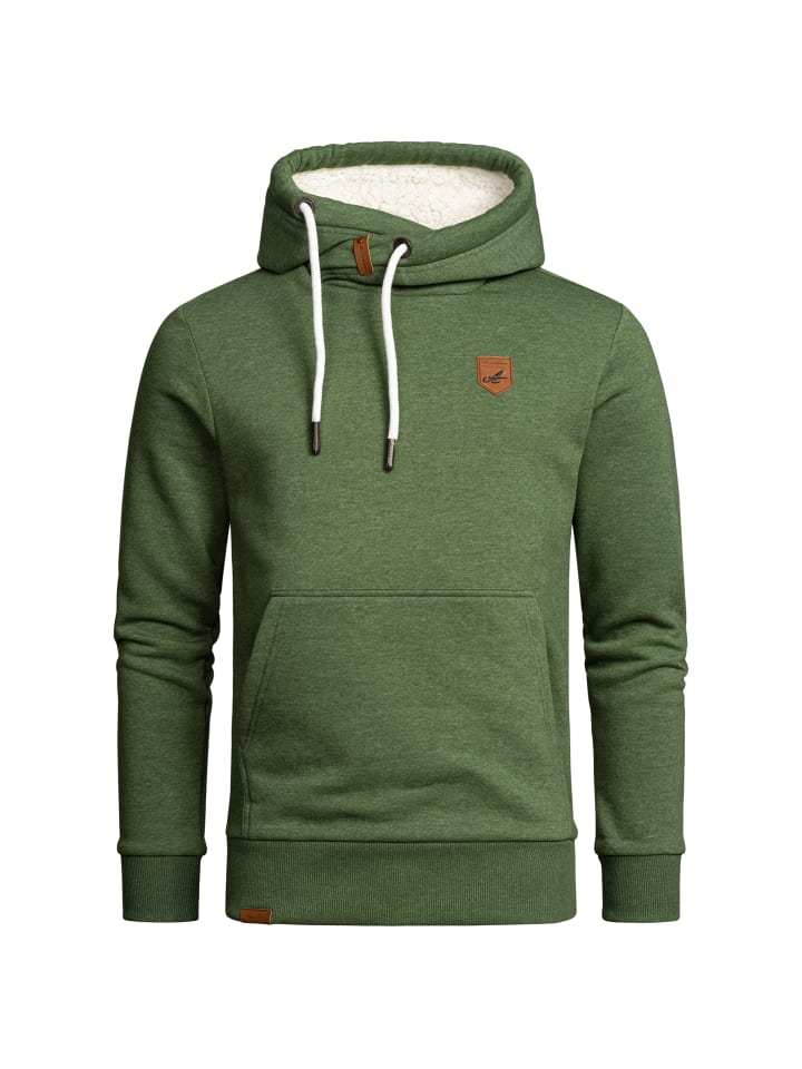 Kapuzenpullover mit Plüsch-Kapuze YONKERS in Grün Melange