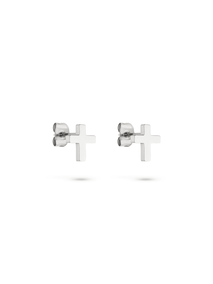 Ohrstecker Modern Cross in silber