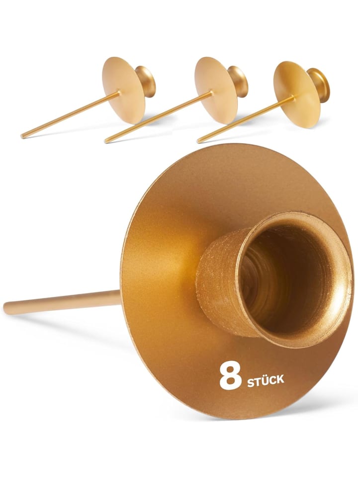 Novliv 8X Stabkerzenhalter Gold Kerzenpick Kerzenhalter für Kränze Ker in Gold