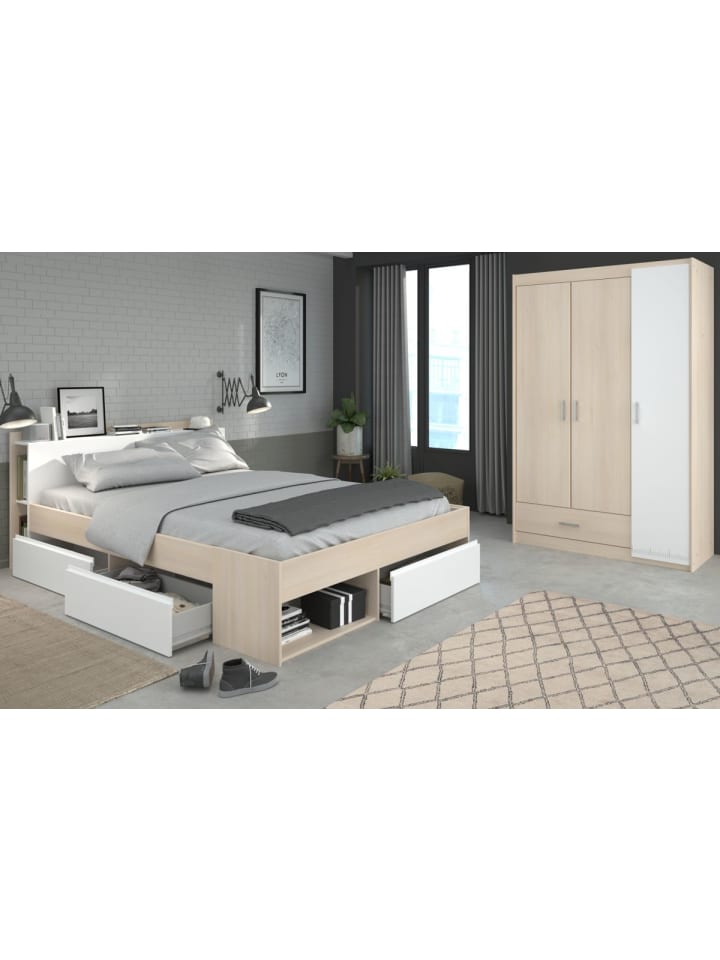 Jugendzimmer Set mit Stauraumbett 160 x 200 und Kleiderschrank