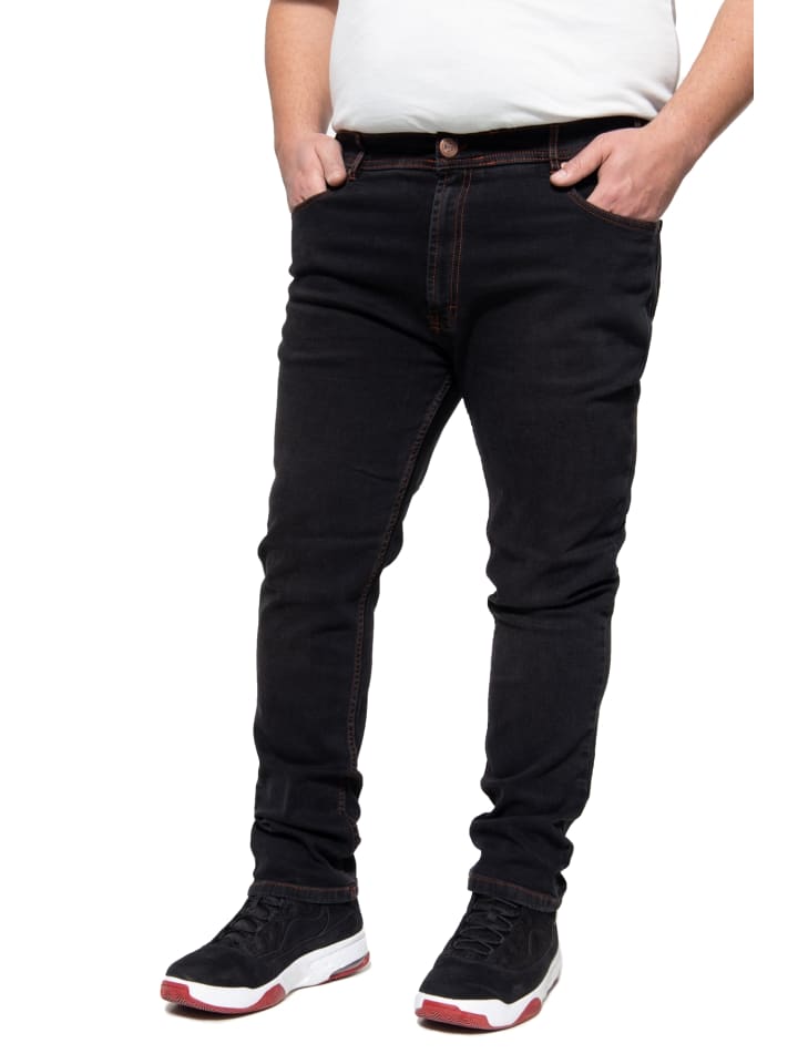 Way of Glory Übergrößen Jeans im klassischen 5-Pocket Look Tom in schwarz