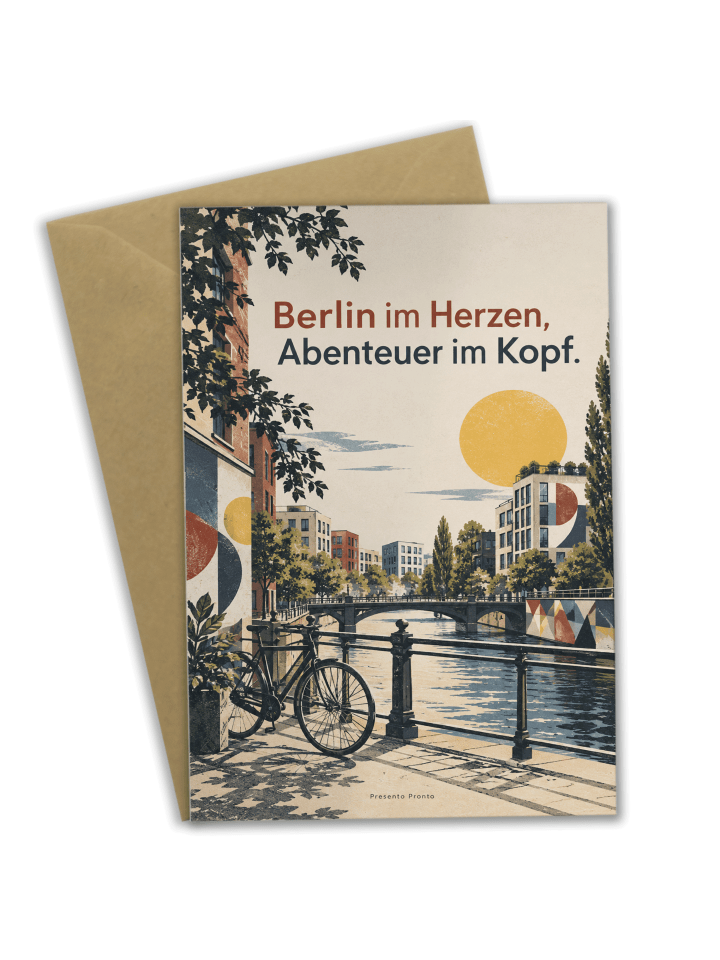 Grußkarte Berlin modern Design mit Spruch in Weiß