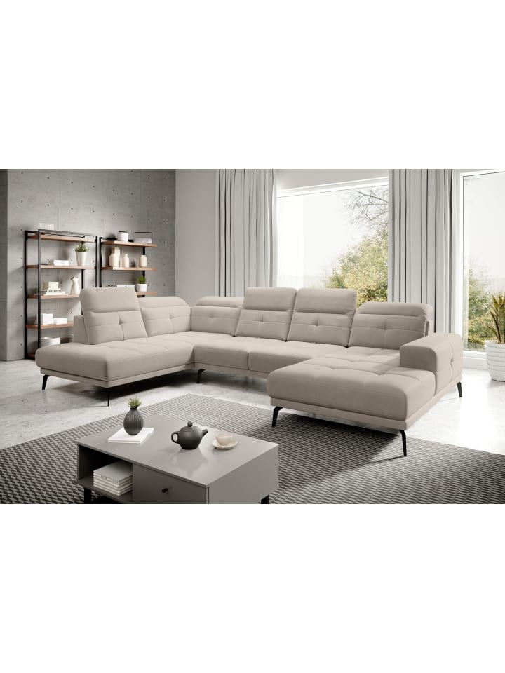 Brita Recamiere Links in Mushroom - (L) 205 x (B) 350 x (H) 107 cm