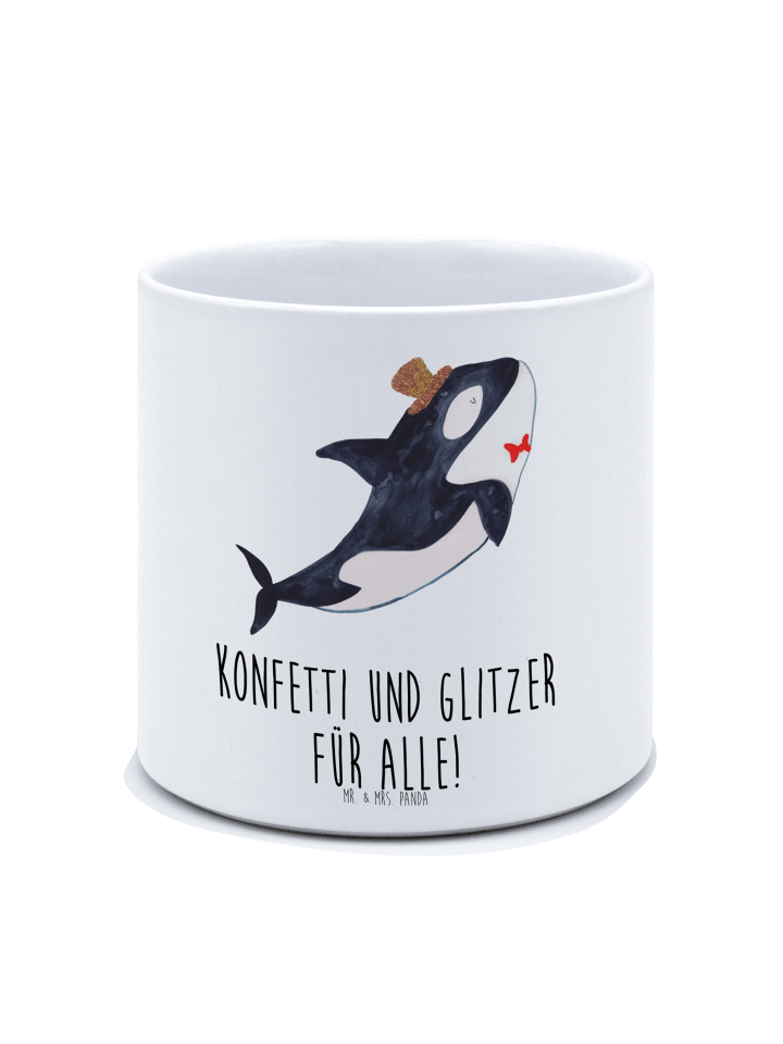 Blumentopf Groß Orca Zylinder mit Spruch in Weiß