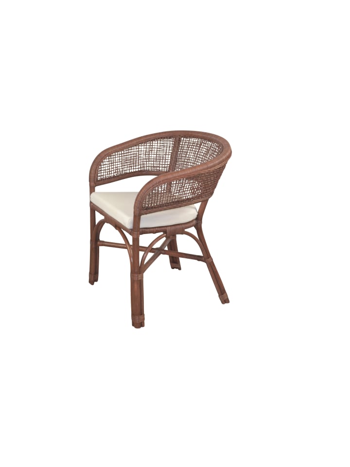 Rattansessel Armlehnstuhl mit Kissen in braun