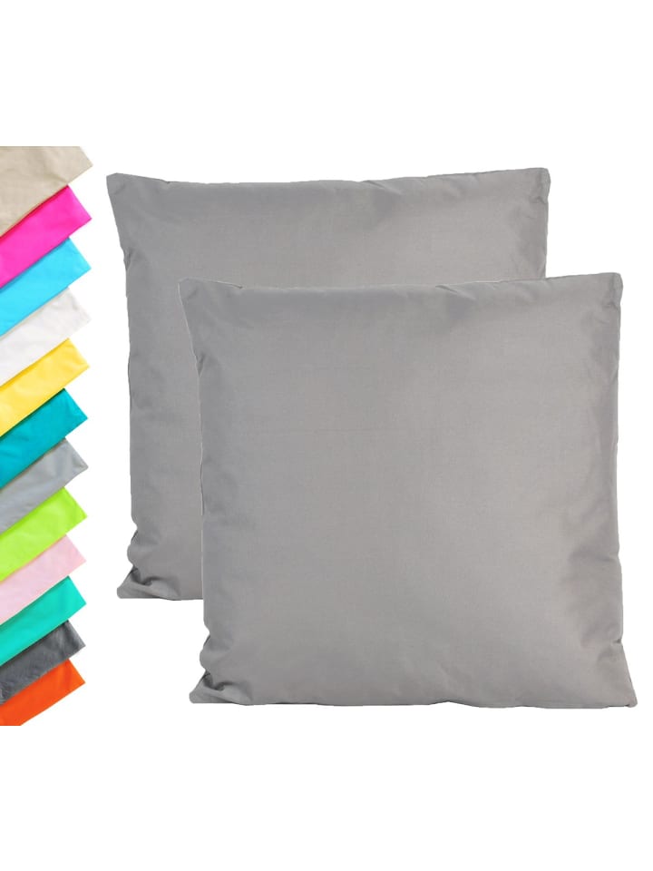 2er Set Outdoor Kissenhülle Kissenbezug 45x45cm in Grau