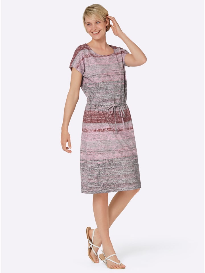 Jersey-Kleid in altrosa-schwarz-bedruckt