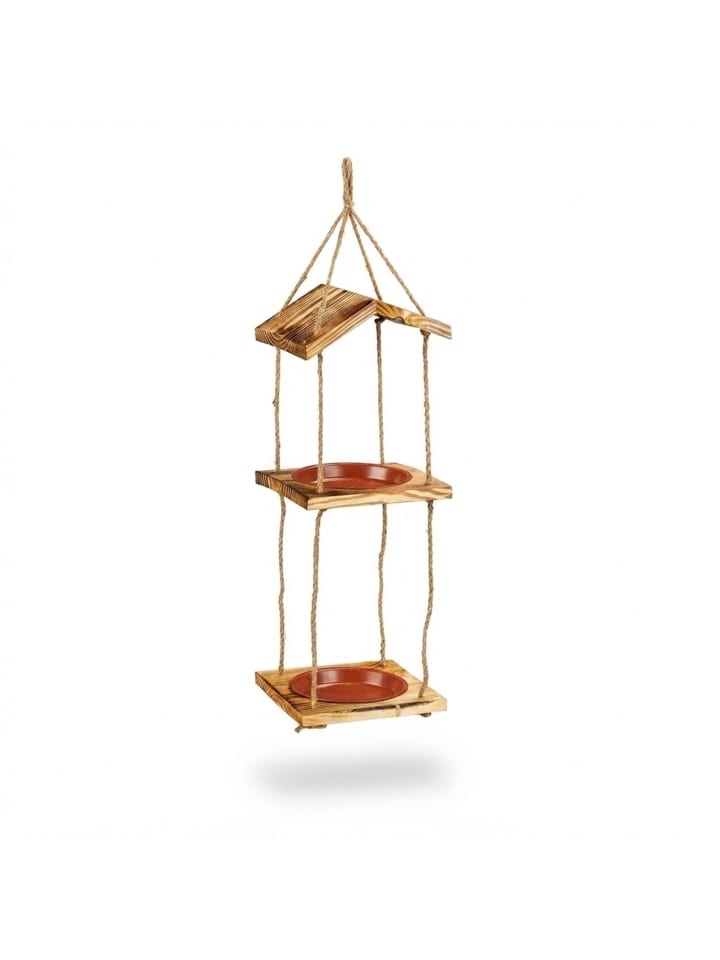 Vogelfutterhaus in Natur - (B)20 x (H)73 x (T)20 cm