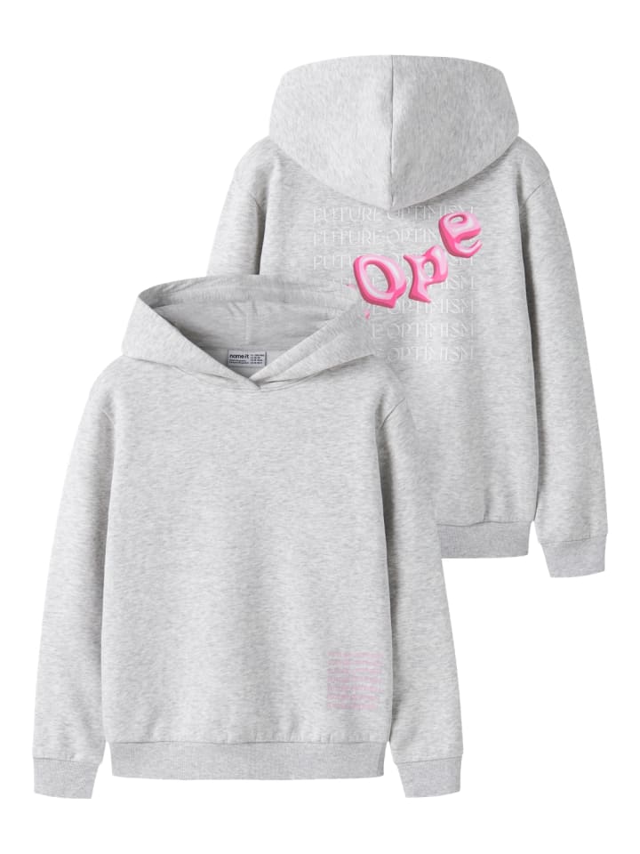 Kapuzensweatshirt Nkfnikolisa in light grey melange