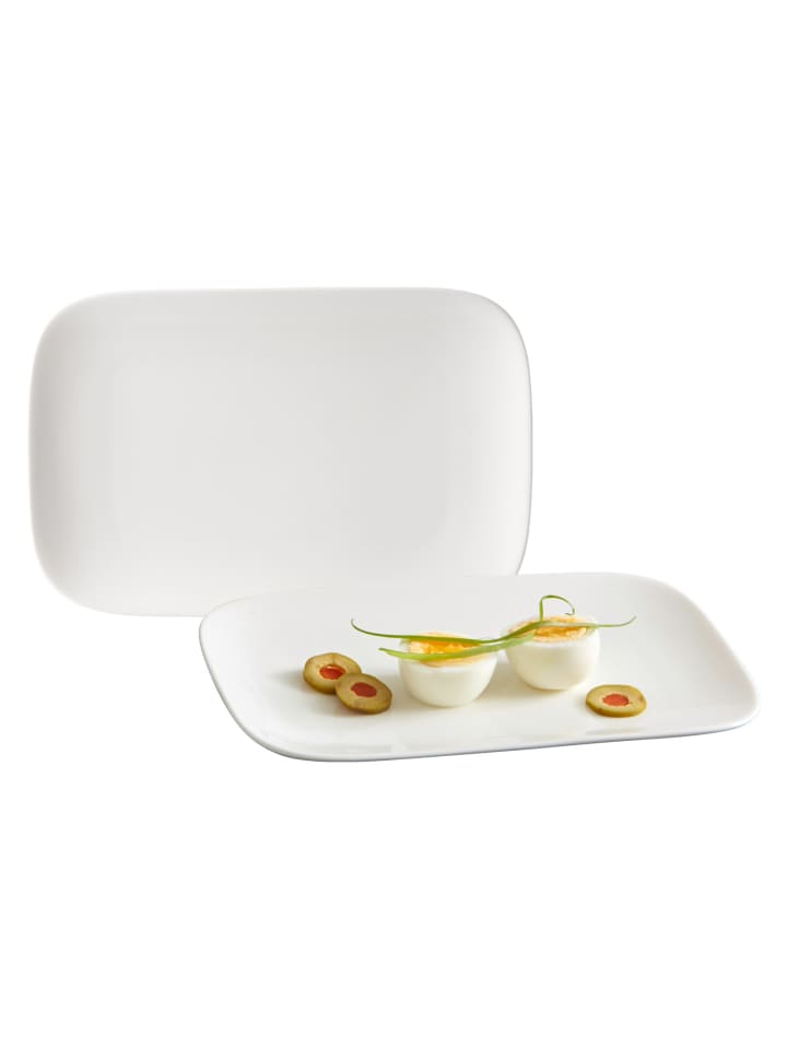 2er Set Servierplatten Arena in Weiß 23 x 15 cm