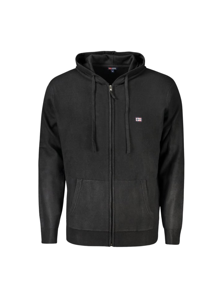 Schwarz Polyamid Herren Strickjacke