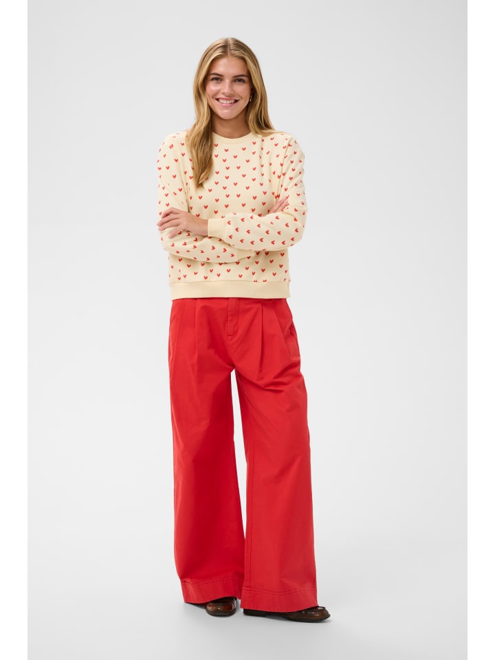Sweatshirt PammaSZ Lockere Passform in Off White Red Sketched Hearts