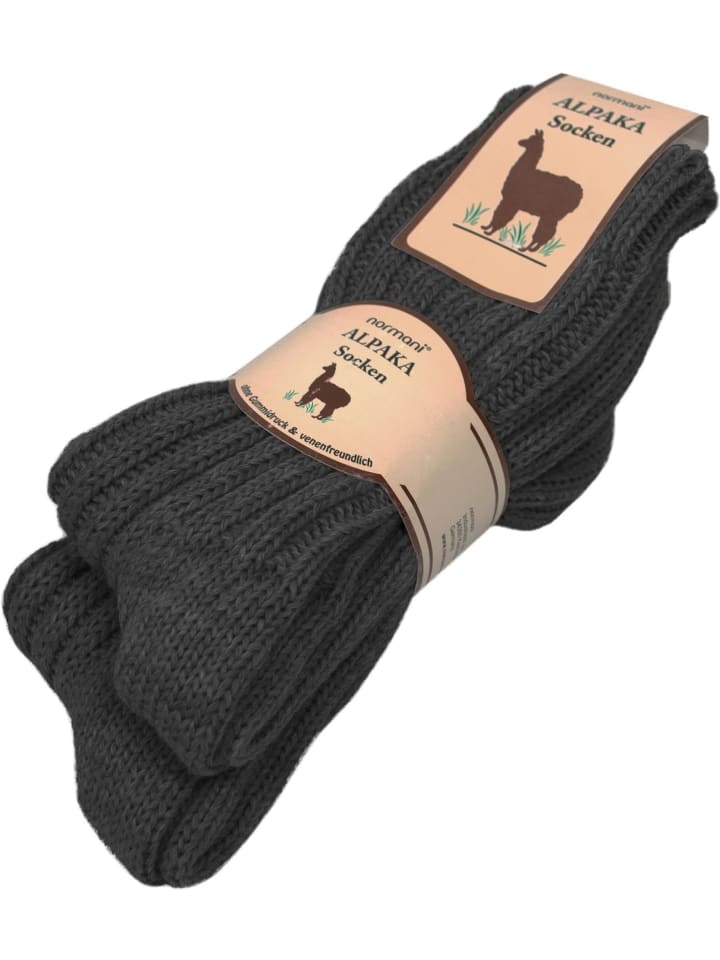 2 Paar Alpaka-Socken in Anthrazit