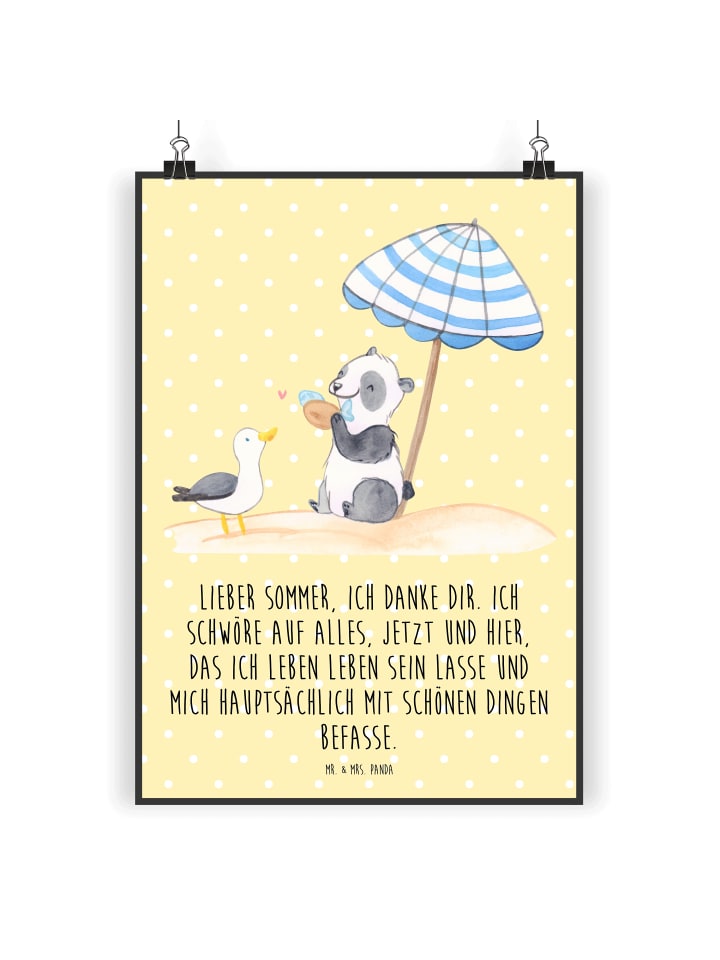 Poster Lieber Sommer mit Spruch in Gelb Pastell