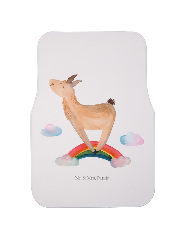 Automatte Lama Regenbogen ohne Spruch in Weiß