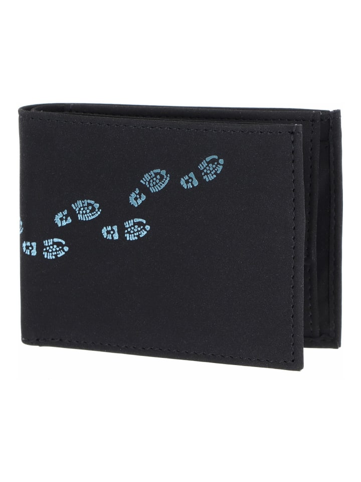 New Cryptan Geldbörse RFID Schutz 11 cm schwarz-footsteps 2.0 cyan