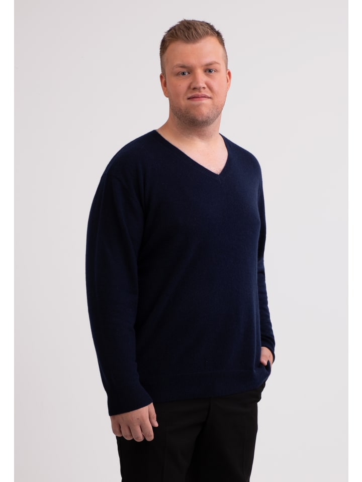 V-Ausschnitt Pullover in Marine Blau