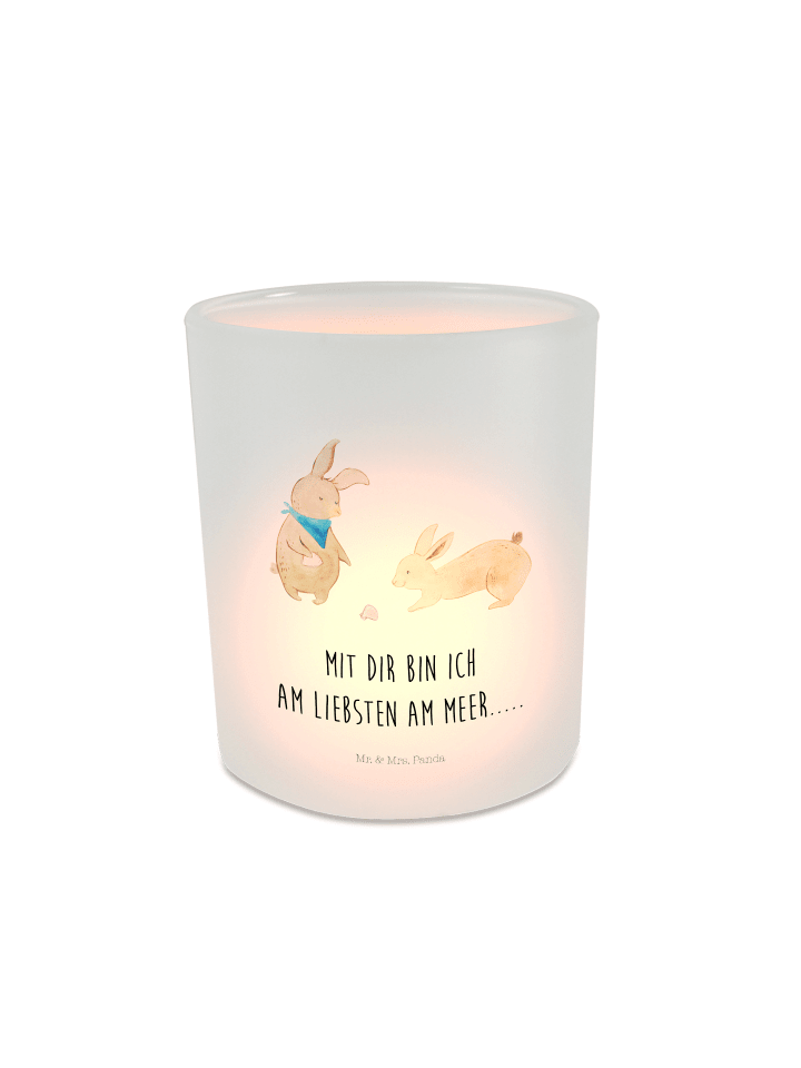 Windlicht Hasen Muschel mit Spruch in Transparent