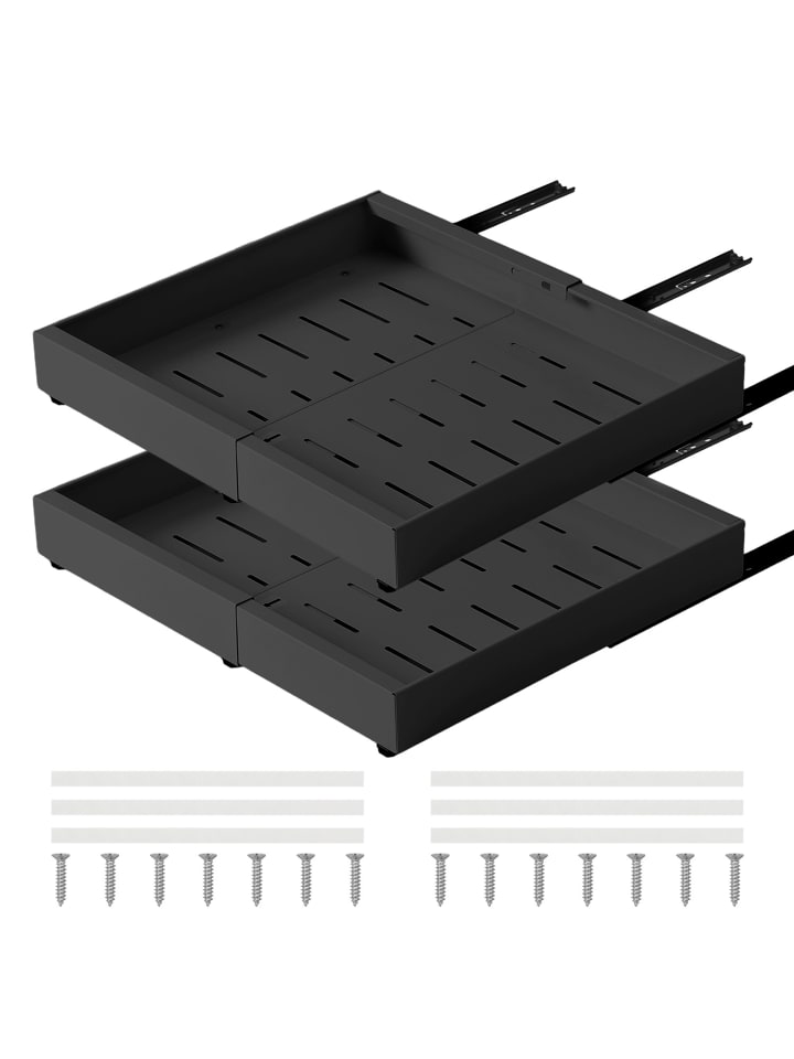 2er-Pack Teleskopschublade ausziehbar in Schwarz 32-52x53x6 cm