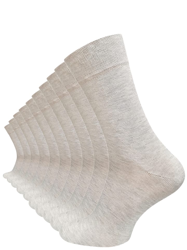 10 Paar Komfortsocken ohne Bund Gesundheitssocken aus Baumwolle in beige