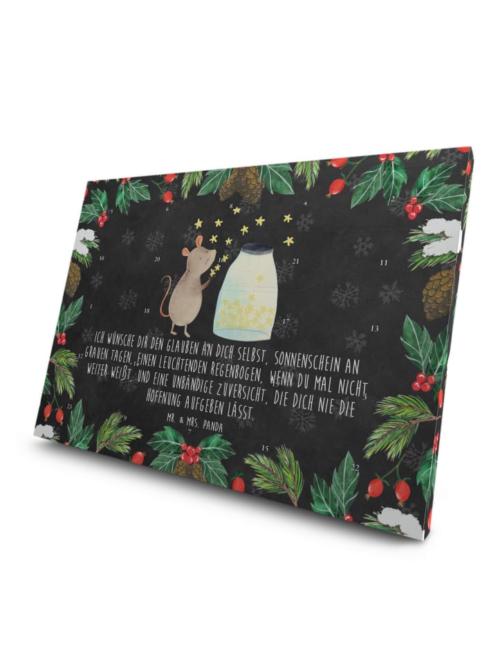 Tee-Adventskalender Maus Sterne mit Spruch in Kreidetafel