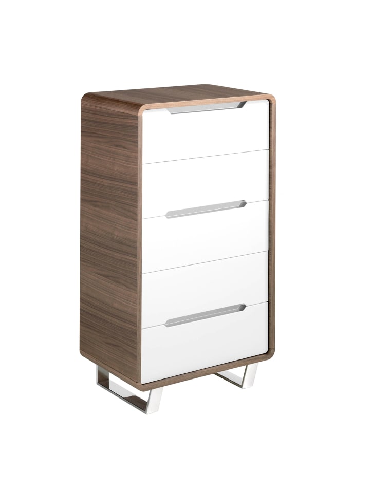 Chiffonier 7111 in Walnuss / Weiß / Stahl – (B)60 x (H)108 x (T)39 cm
