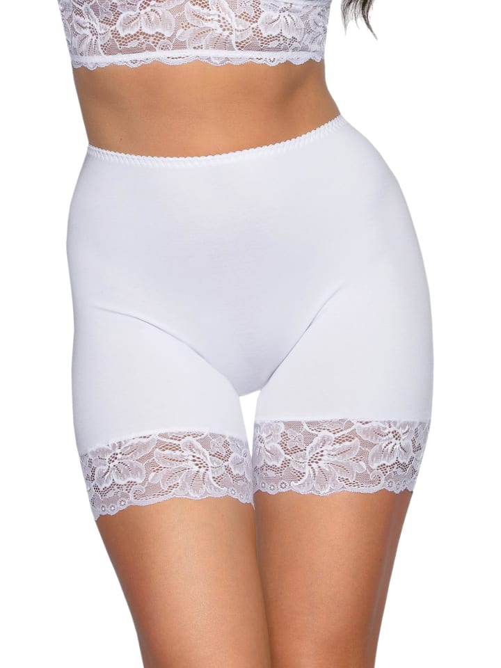 Damen Longpants mit Spitze und Bein in weiß