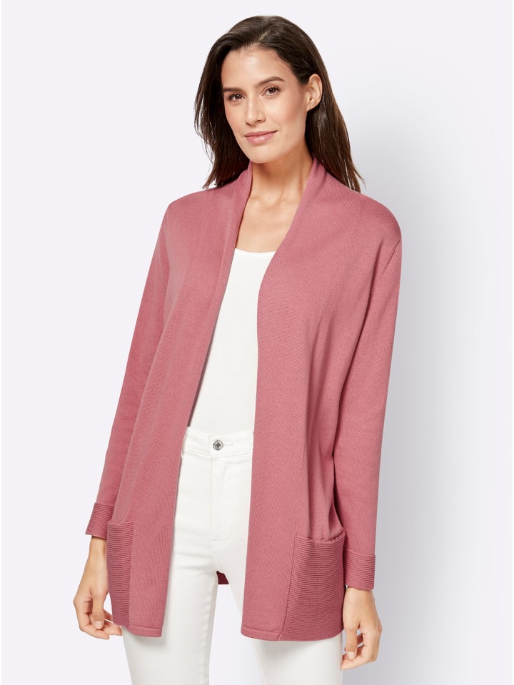 Long-Strickjacke in erika