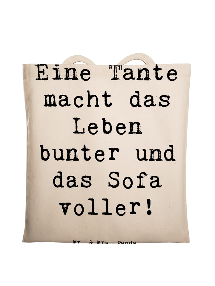 Tragetasche Bunte Tante mit Spruch in Creme