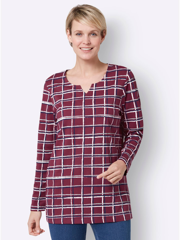 Longshirt in bordeaux-nachtblau-kariert