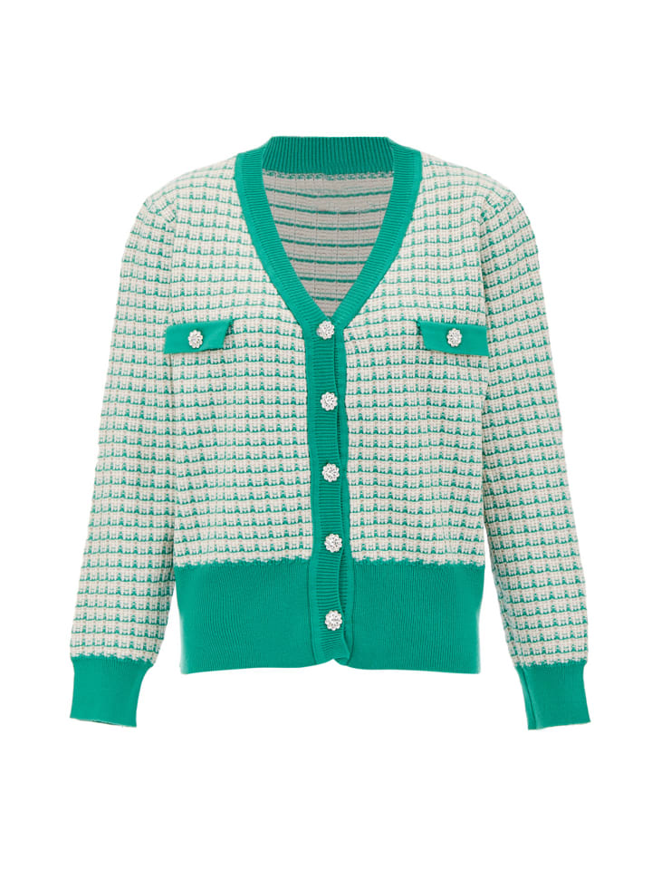 Women Strickjacke in Wollweiss Grün