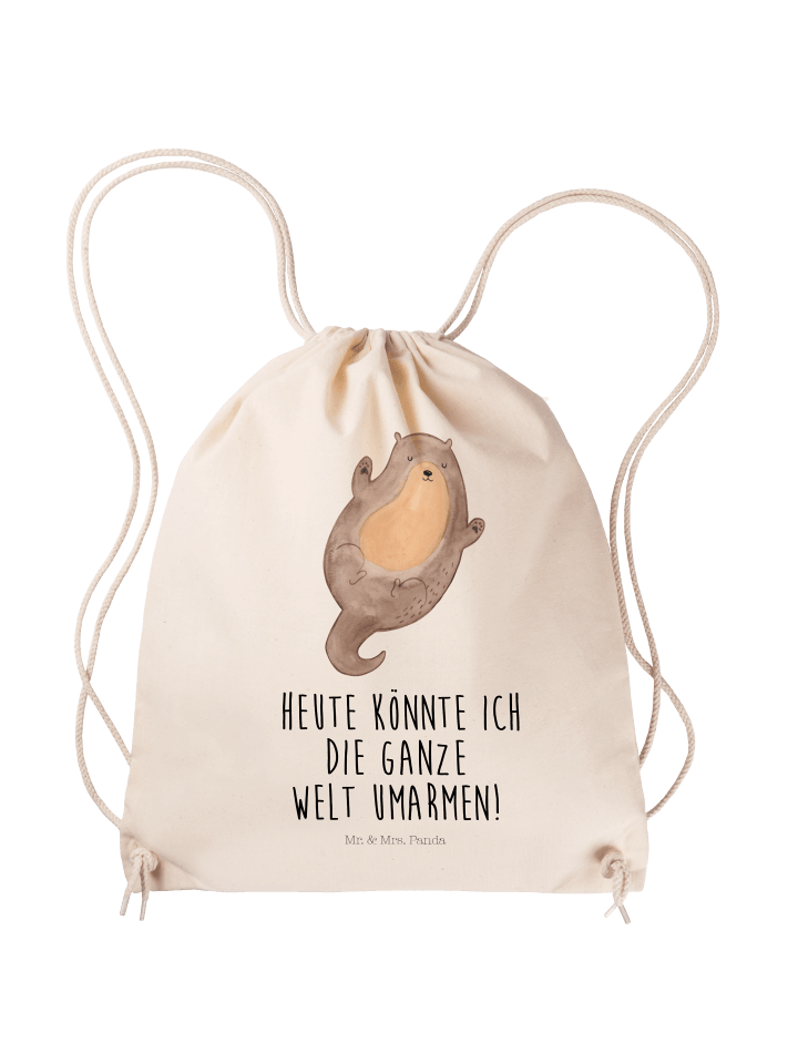Jutebeutel Otter Umarmen mit Spruch in Creme