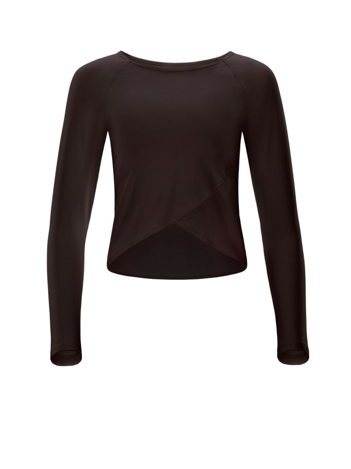 Functional Light and Soft Cropped Long Sleeve Top AET131LS in espresso