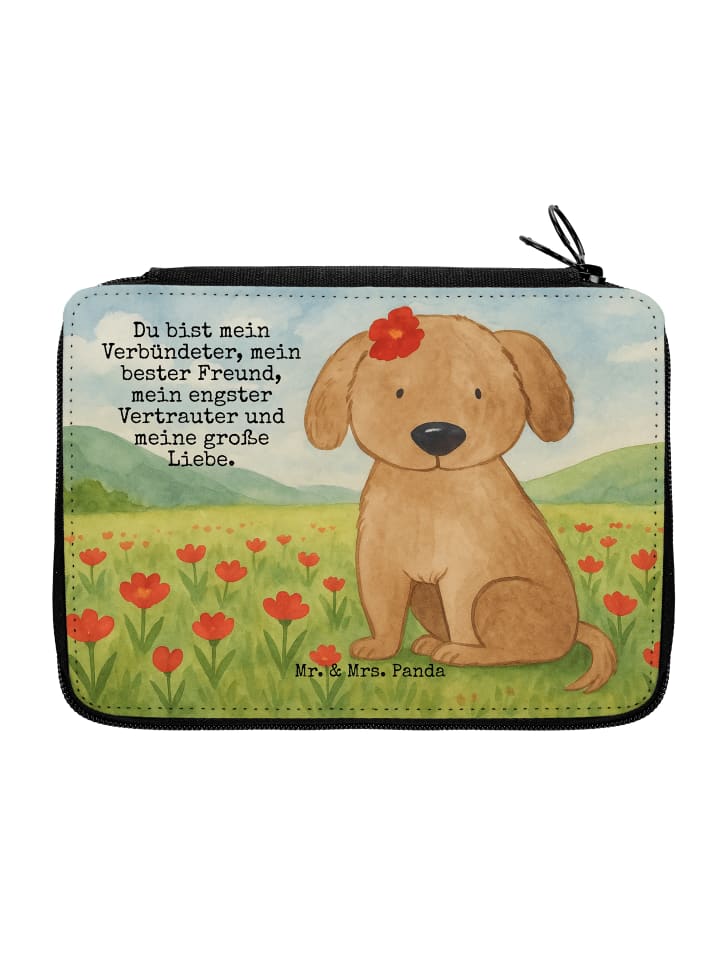 Federtasche Hund Dame Design mit Spruch in Weiß