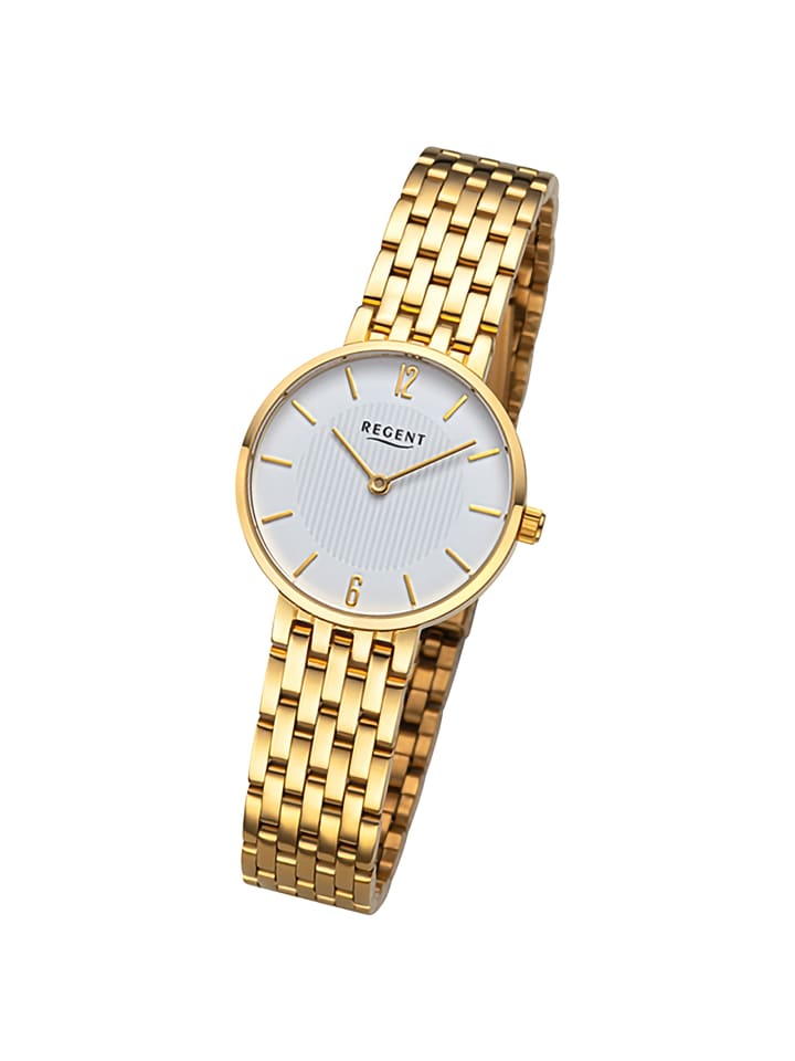 Analog-Armbanduhr Regent Metallarmband gold klein (ca. 28mm)