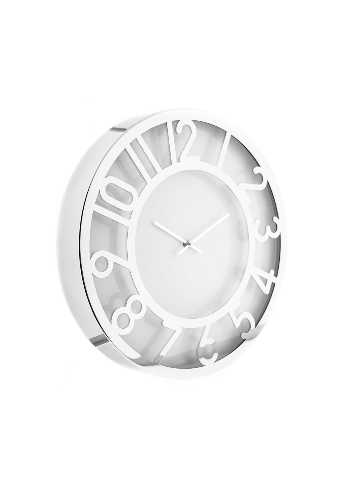 Almina Wanduhr in Silber Ø40 cm aus Aluminium modernes in Silber