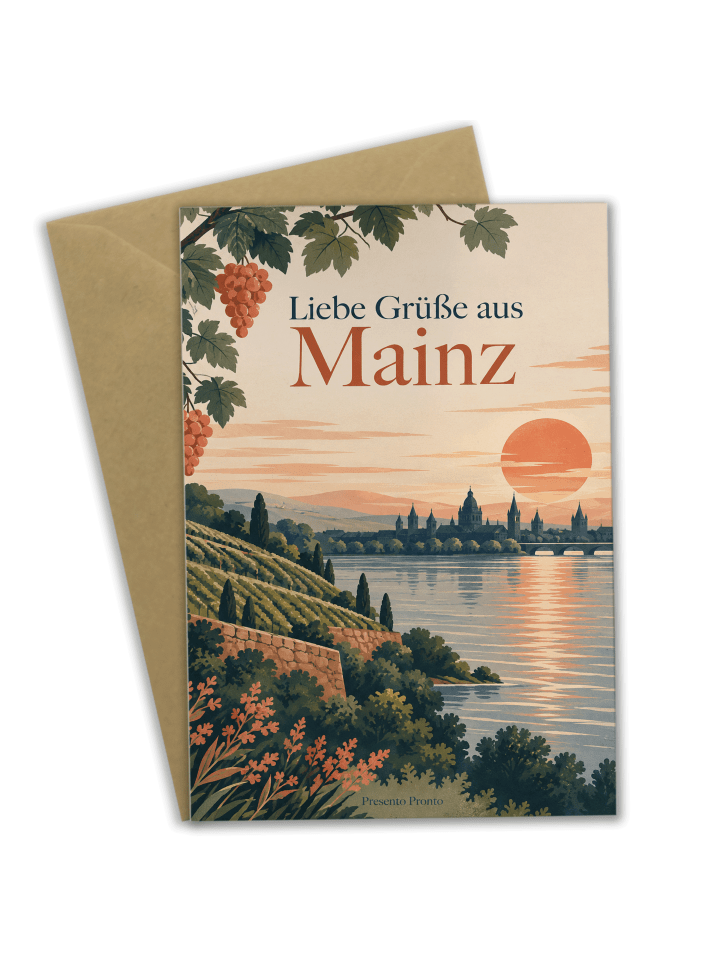 Glückwunschkarte Mainz modern Design mit Spruch in Weiß