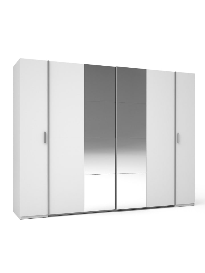 Dreh-/Schwebetürenschrank Store weiß / Silber / Spiegel 269 / 61 / 207cm