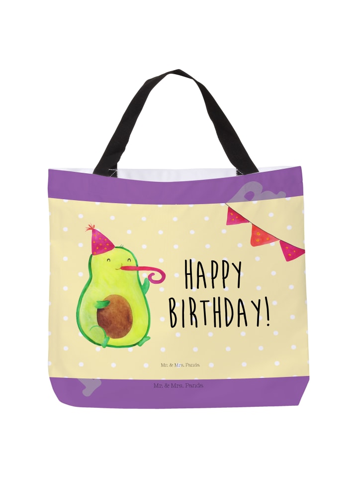 Henkeltasche Avocado Geburtstag mit Spruch in Gelb Pastell